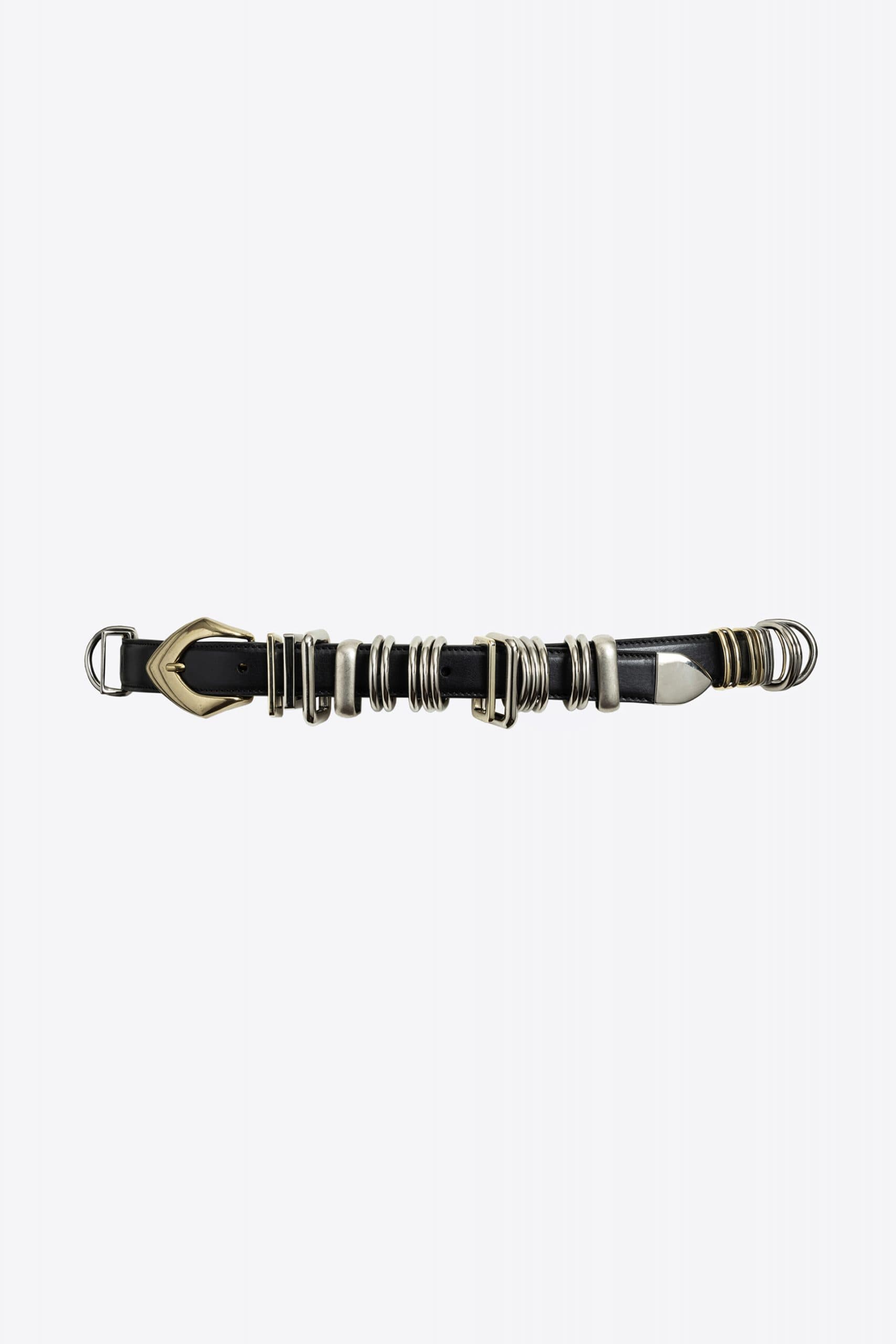 NWT Made In Italy Leather Belt With Multi Metal Plaque Accent Size L H37540s.jpg main image 4